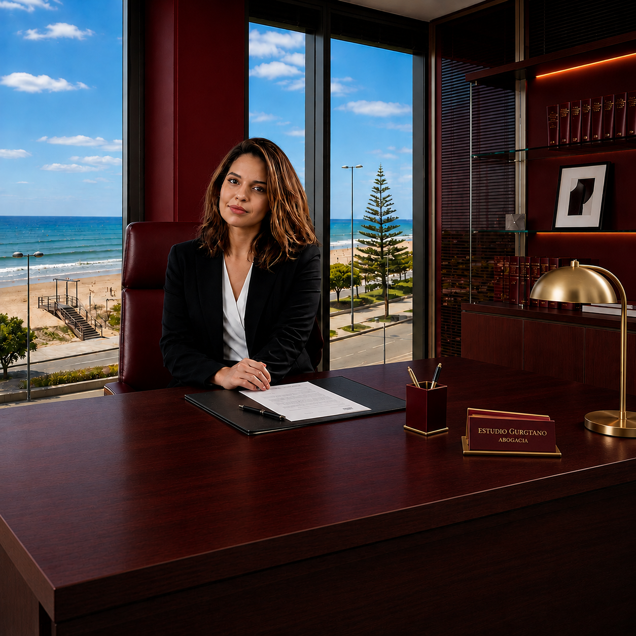 Dra. Daiana Gurgitano, abogada en su estudio jurídico en Atlántida, Canelones, Uruguay